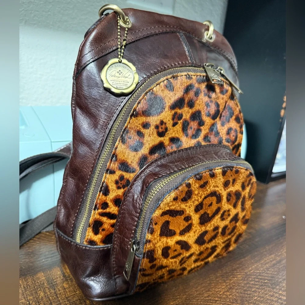 Patricia Nash Alencon Leopard Print Backpack - Picture 2 of 15
